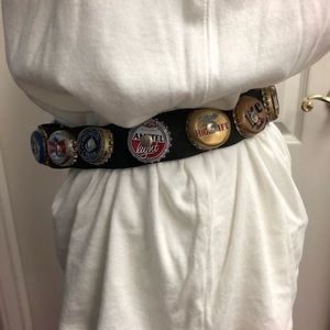 Vintage Beer Bottle Cap Seat Belt Buckle Belt